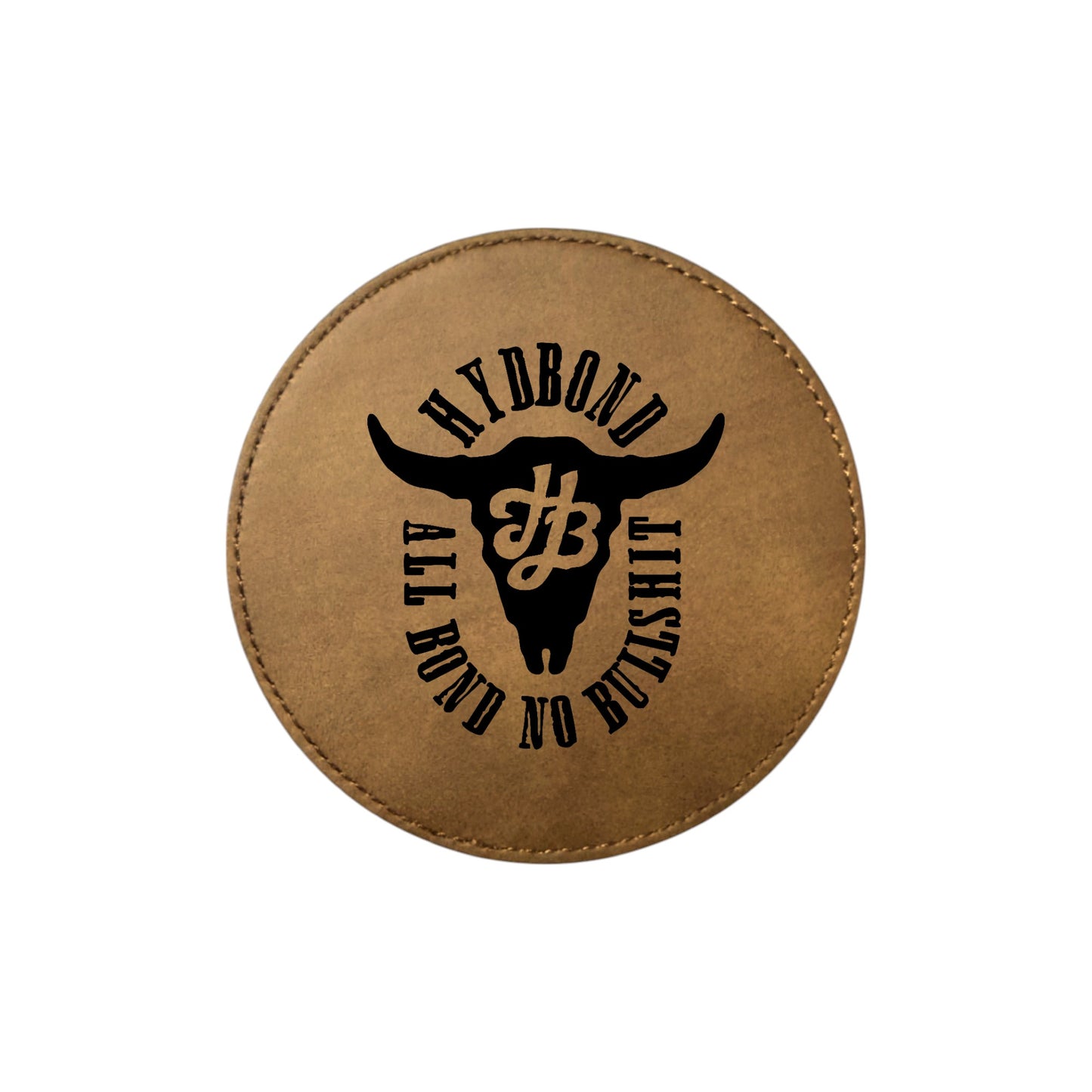 4" Round Barrel Brown/Black Hydbond Leatherette Coaster
