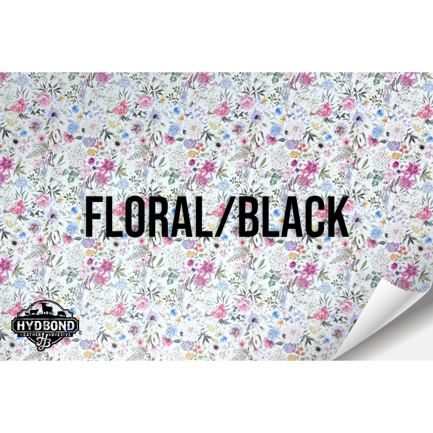 FLORAL/BLACK WITH ADHESIVE HYDBOND LEATHERETTE SHEET (12"x24") COLORFAUX UV™ ULTRAHYD™