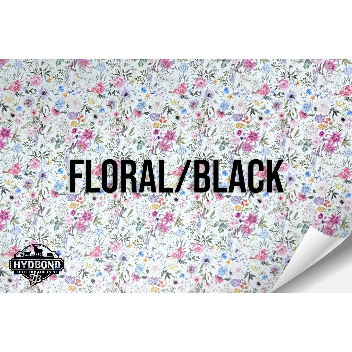 FLORAL/BLACK HYDBOND MAGNETIC-BACKED LEATHERETTE SHEET (12"x24") COLORFAUX UV™ ULTRAHYD™