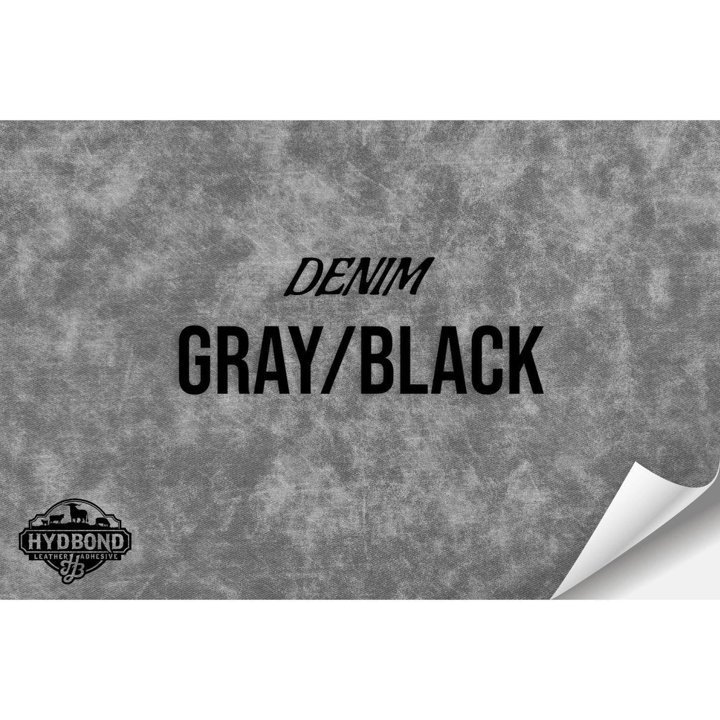 GRAY DENIM/BLACK HYDBOND MAGNETIC-BACKED LEATHERETTE SHEET (12"x24") ULTRAHYD®