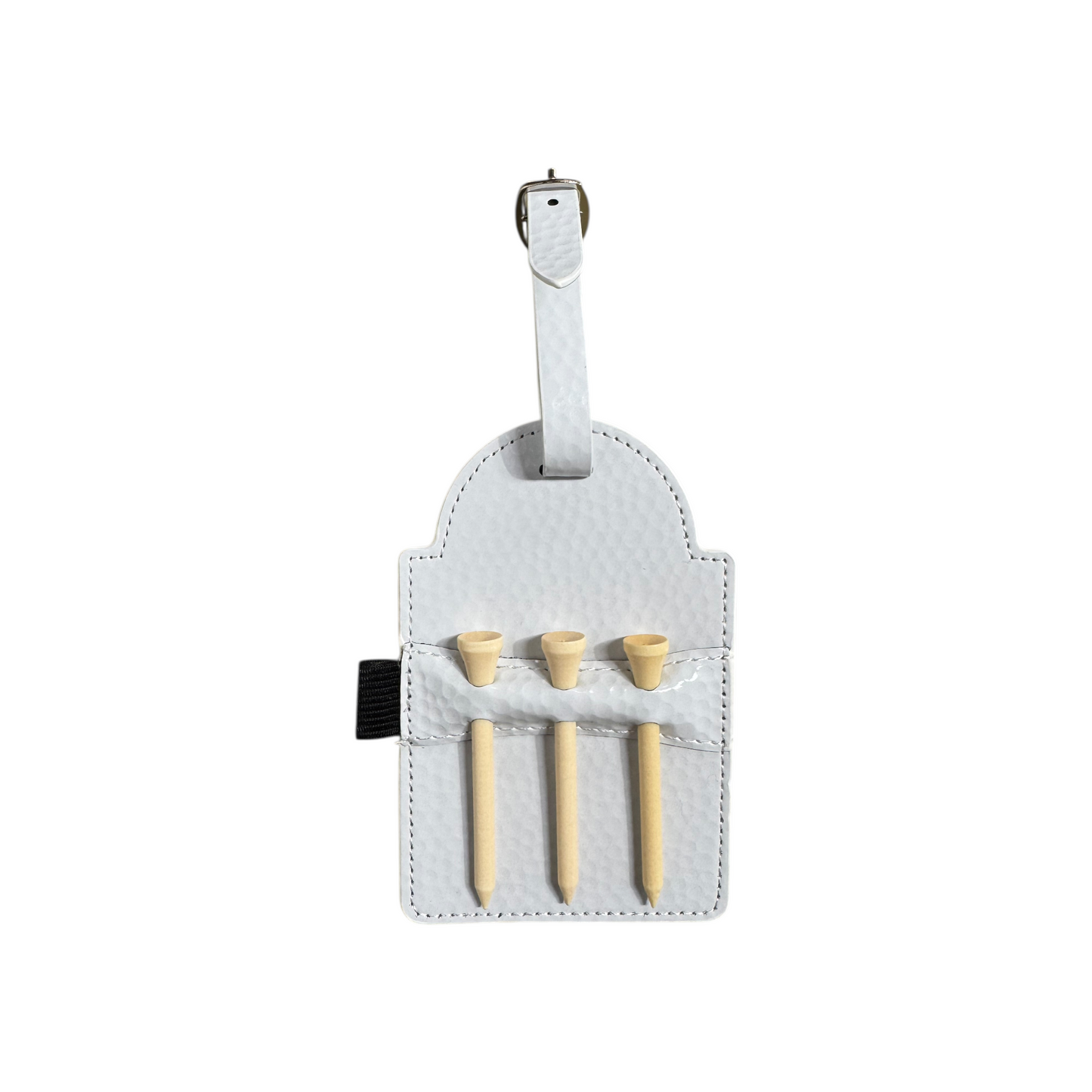 GLOSSY GOLF/BLACK HYDBOND LEATHERETTE FAIRWAYTAGS™ 5" x 3 1/4" WITH 3 WOODEN TEES