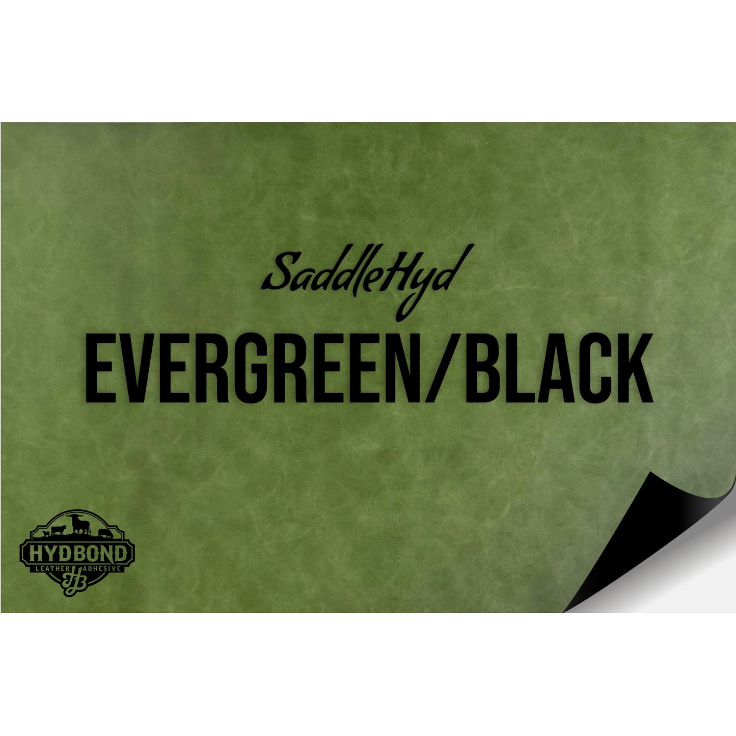 NO ADHESIVE SADDLEHYD EVERGREEN/BLACK LEATHERETTE SHEET (12"x24") ULTRAHYD®