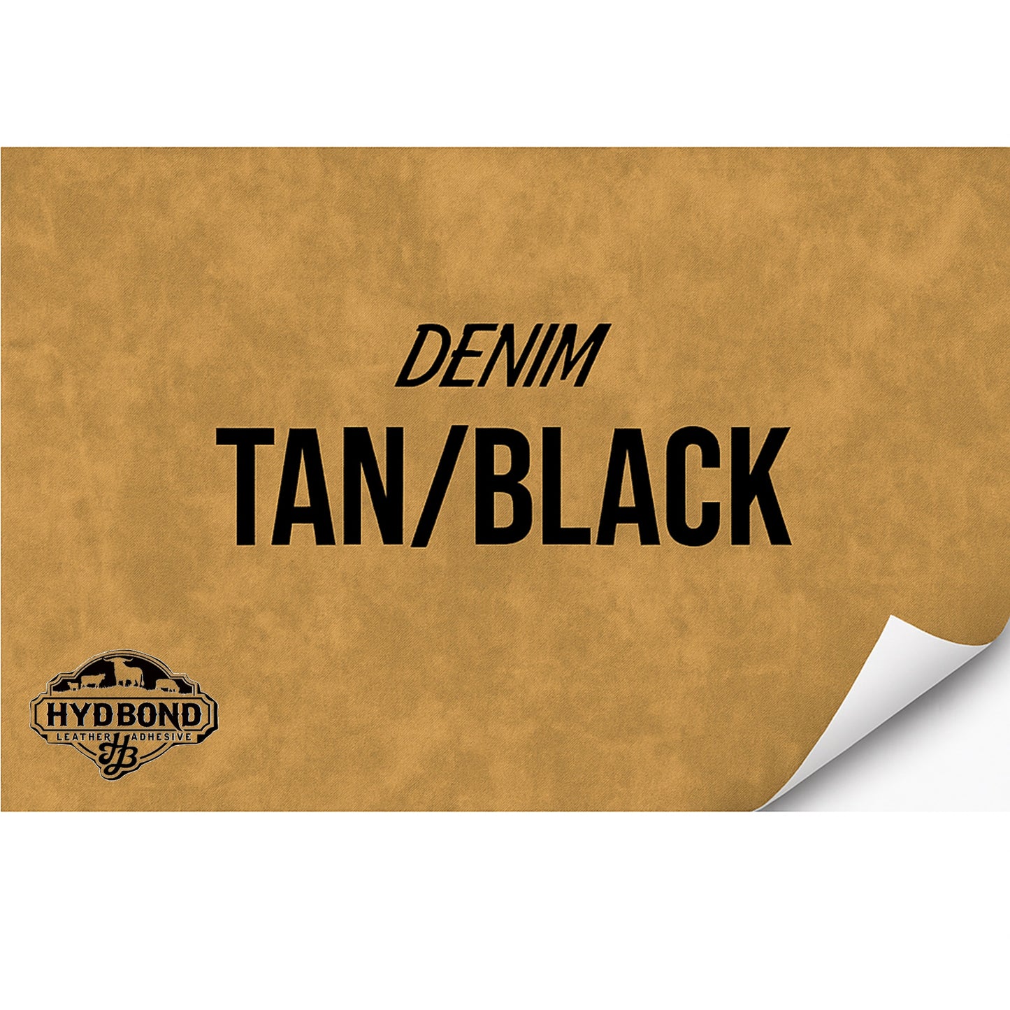 TAN DENIM/BLACK HYDBOND VELCRO®-BACKED LEATHERETTE SHEET (12"x24") ULTRAHYD®