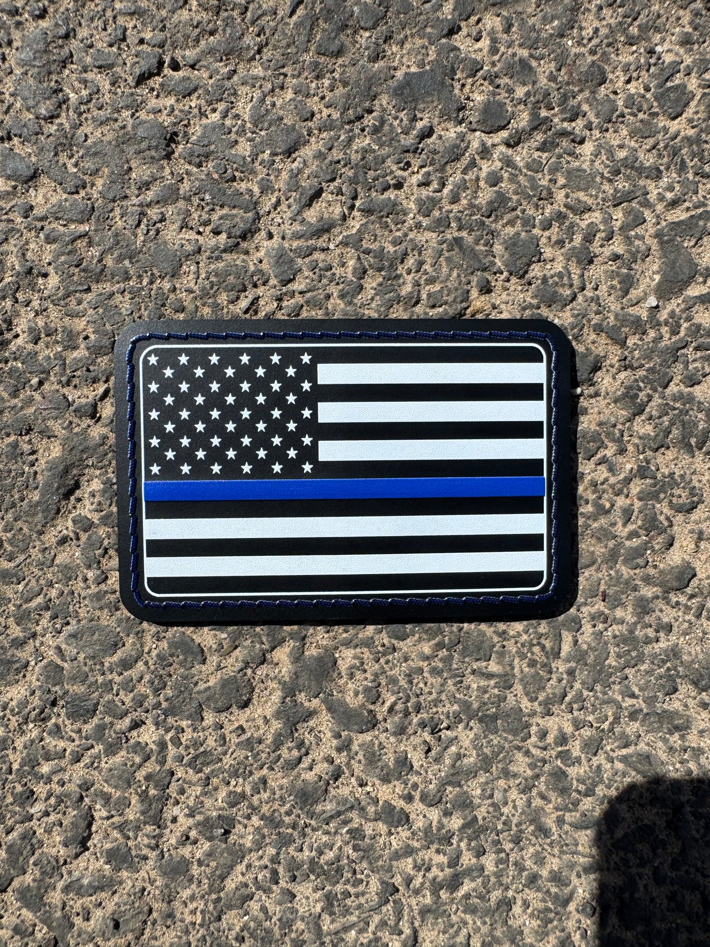 UVSTAK USA FLAG BLUE LINE WITH ADHESIVE-PRESS READY PATCH-3.5" x 2"