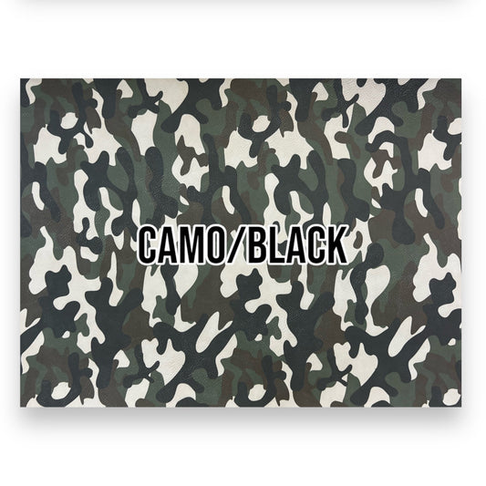 NO ADHESIVE CAMO/BLACK LEATHERETTE SHEET (12"x24")