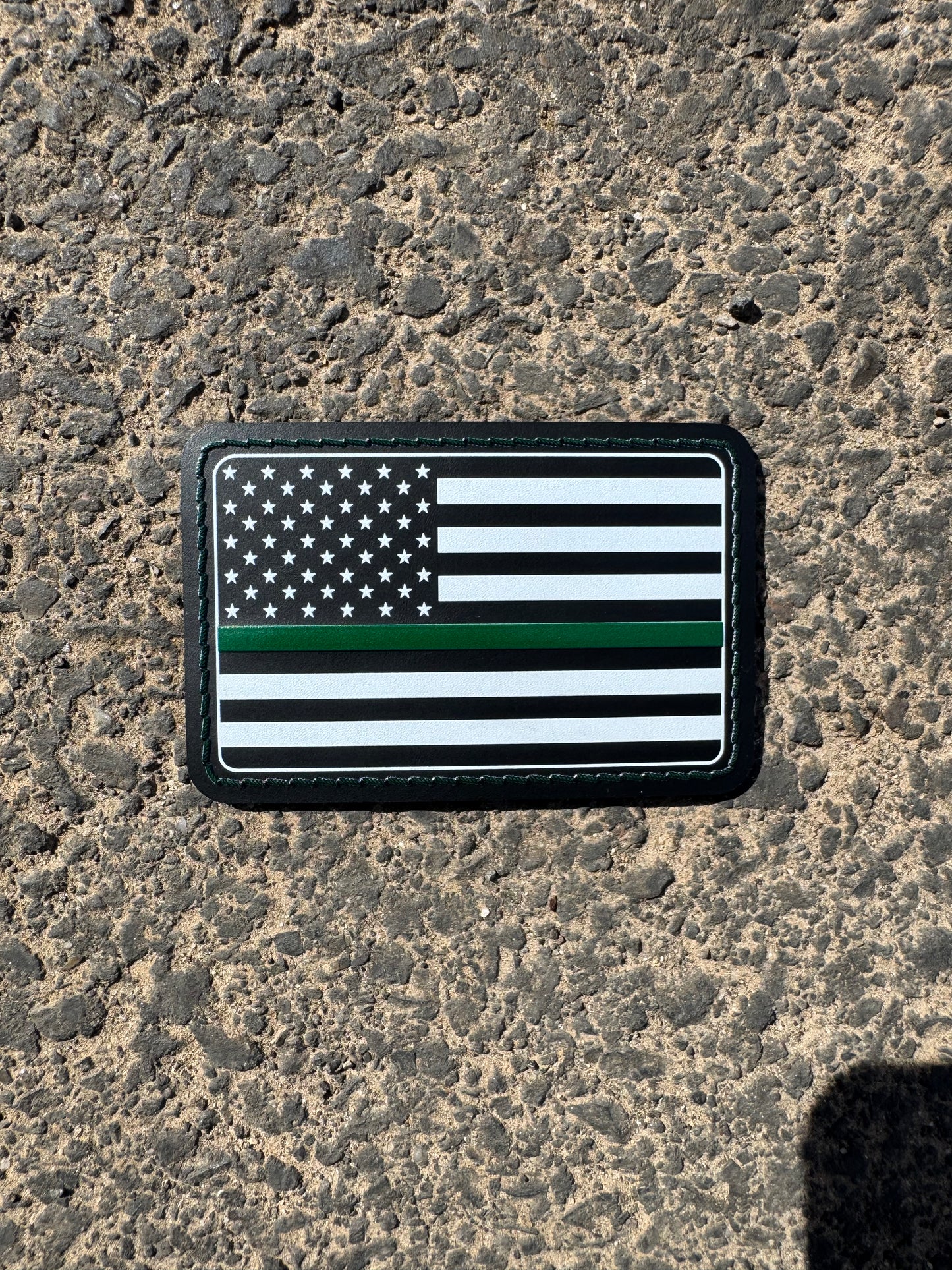 UVSTAK USA FLAG GREEN LINE WITH ADHESIVE-PRESS READY PATCH-3.5" x 2"