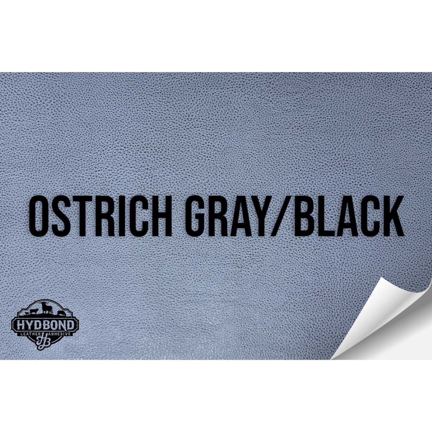 OSTRICH GRAY/BLACK HYDBOND VELCRO®-BACKED LEATHERETTE SHEET (12"x24") ULTRAHYD®