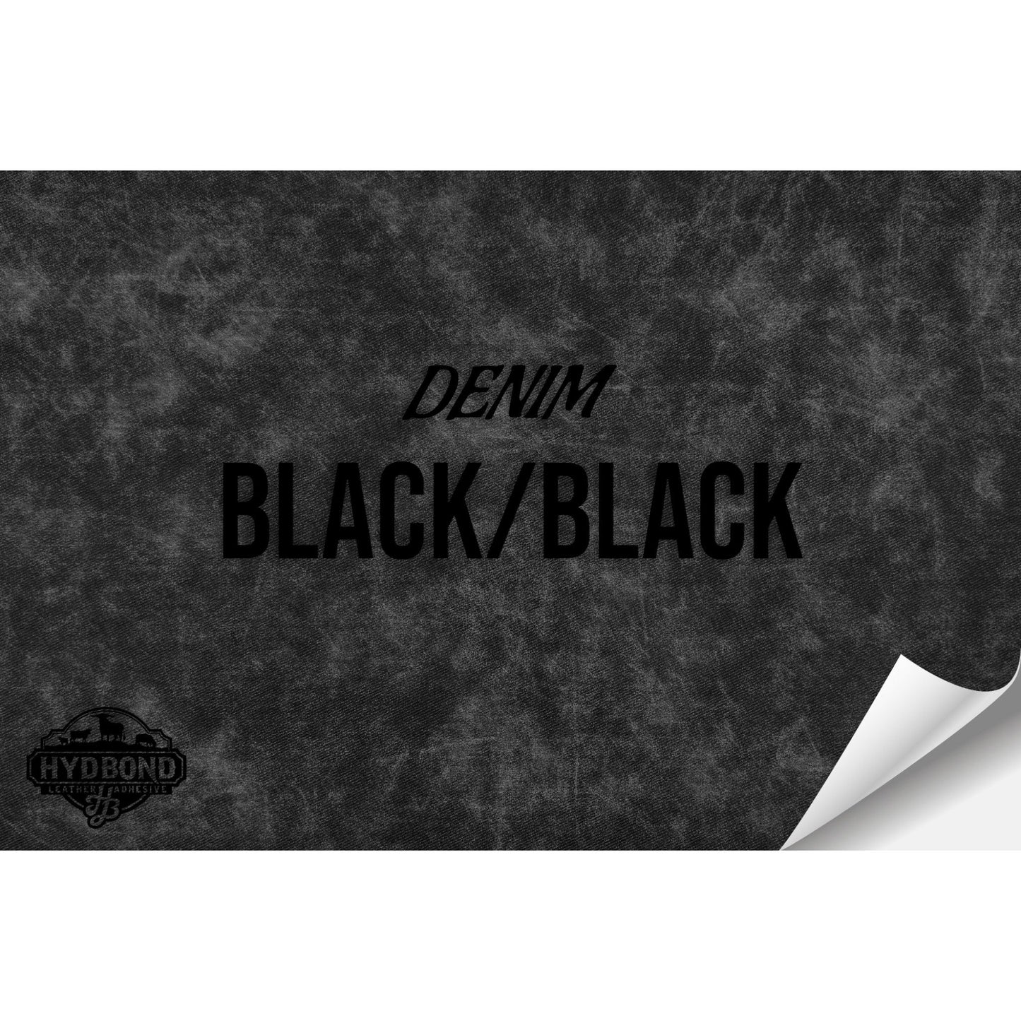 BLACK DENIM/BLACK WITH PRESS & STICK ADHESIVE HYDBOND LEATHERETTE SHEET (12"x24") ULTRAHYD®