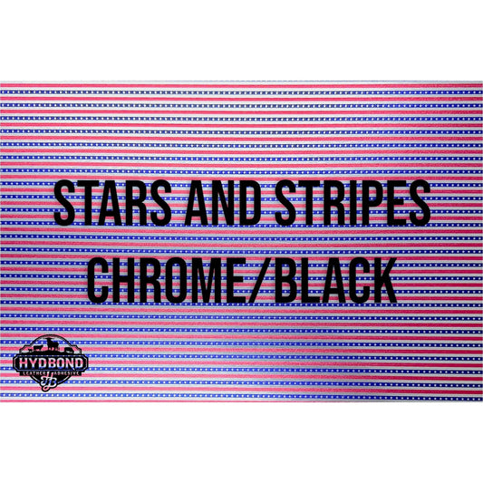 HYDBOND 12"x24"x1/16" BRUSHED CHROME STARS AND STRIPES/BLACK ACRYLIC VELCRO® BACKED PANEL
