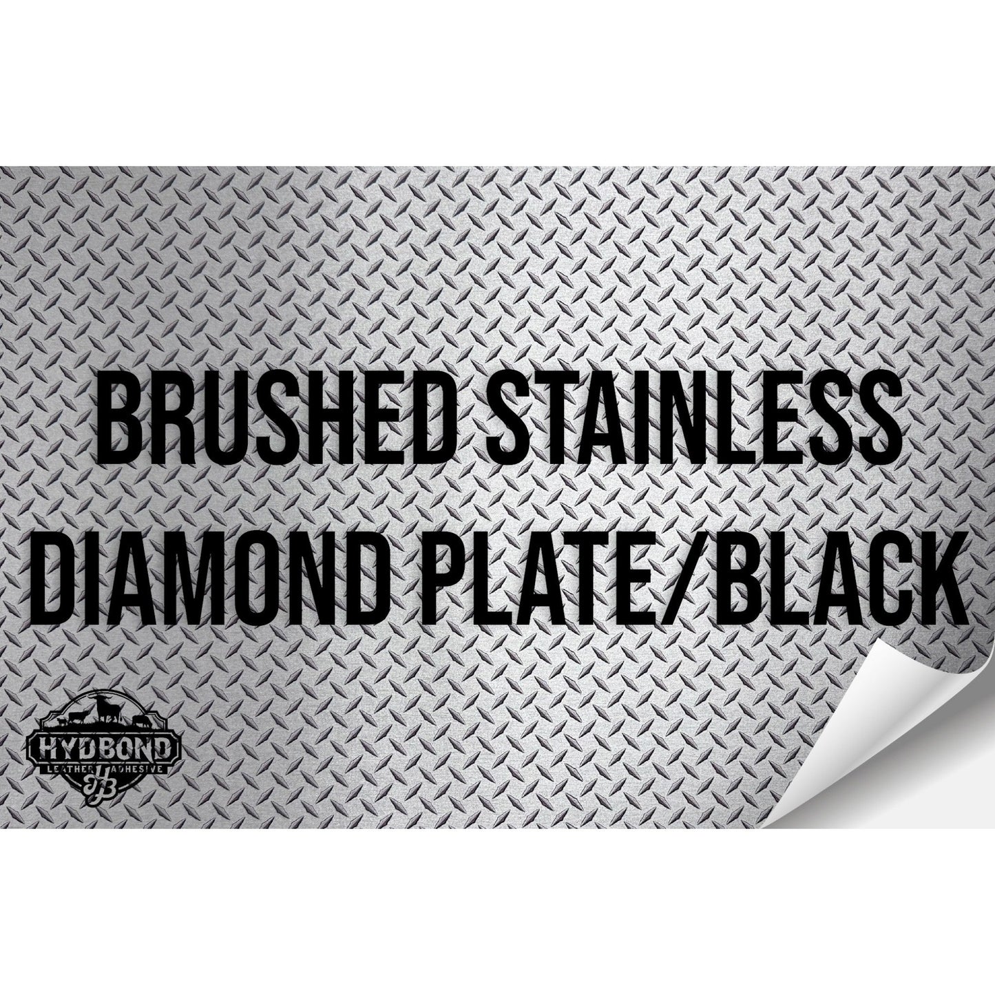 BRUSHED STAINLESS DIAMOND PLATE/BLACK HYDBOND MAGNETIC-BACKED LEATHERETTE SHEET (12"x24") COLORFAUX UV™ ULTRAHYD™