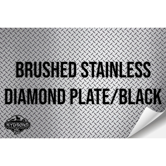 BRUSHED STAINLESS DIAMOND PLATE/BLACK HYDBOND MAGNETIC-BACKED LEATHERETTE SHEET (12"x24") COLORFAUX UV™ ULTRAHYD™