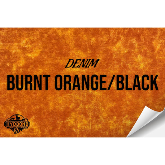 BURNT ORANGE DENIM/BLACK WITH ADHESIVE HYDBOND LEATHERETTE SHEET (12"x24") ULTRAHYD®