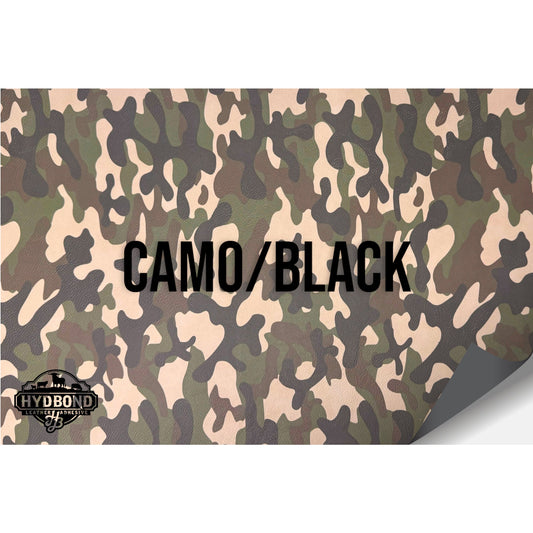 NO ADHESIVE CAMO/BLACK LEATHERETTE SHEET (12"x24")