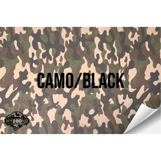 CAMO/BLACK WITH PRESS & STICK ADHESIVE HYDBOND LEATHERETTE SHEET (12"x24") STANDARD