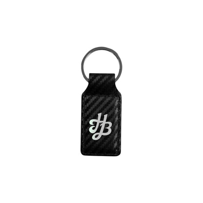 2" Rectangle Carbon Fiber/Silver Keychain