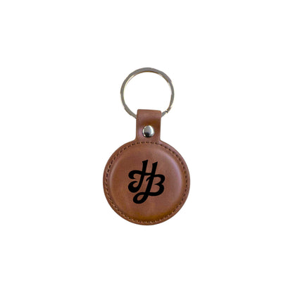 2" Round Chesnut/Black Keychain