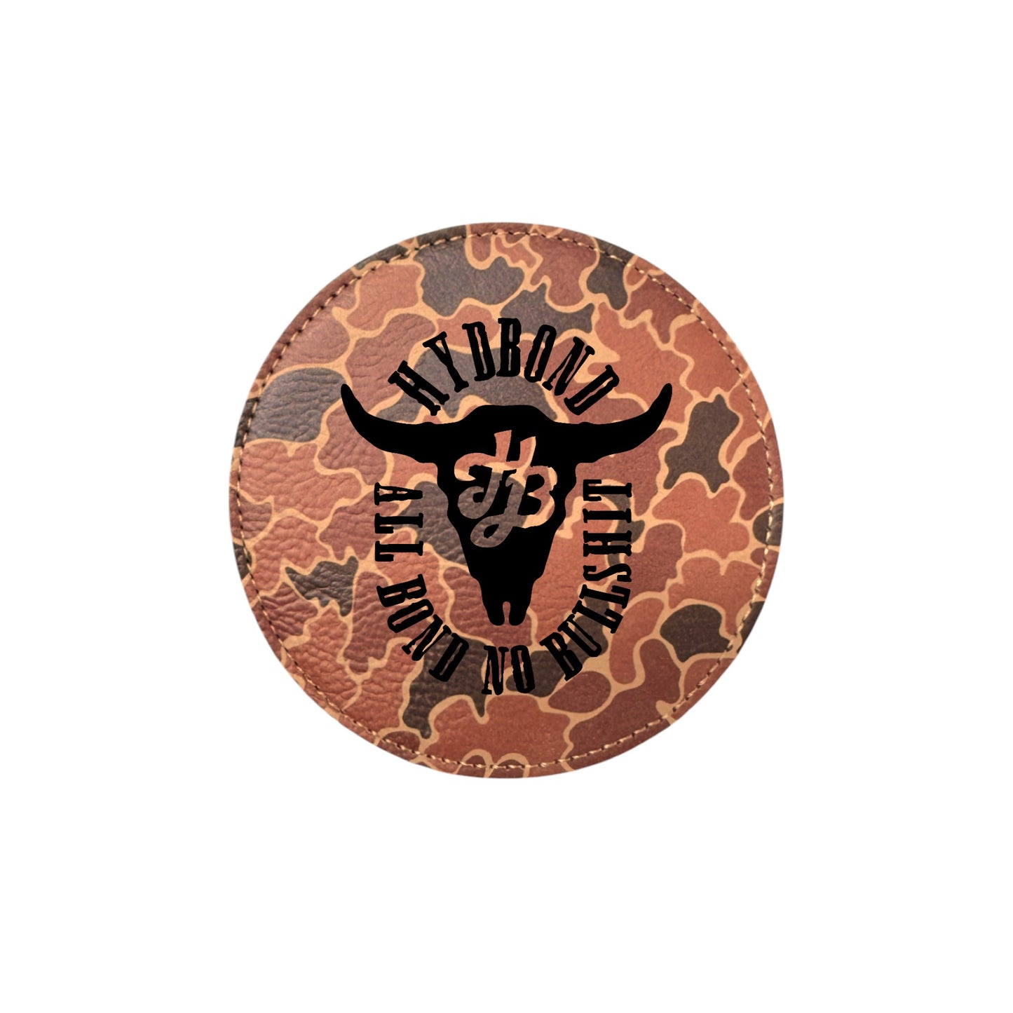 4" Round Duck Camo/Black Hydbond Leatherette Coaster