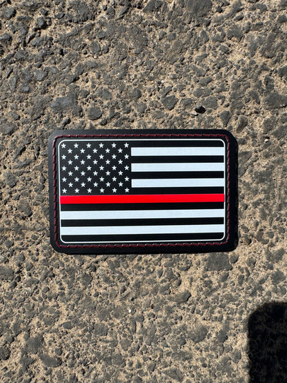 UVSTAK USA FLAG RED LINE WITH ADHESIVE-PRESS READY PATCH-3.5" x 2"