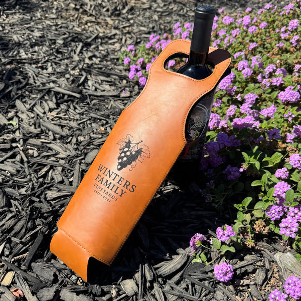 HYDBOND LEATHERETTE WINE SLING™ - TOFFEE/BLACK - 750ML BOTTLES