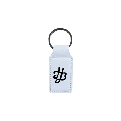 2" Rectangle Gloss White/Black Keychain