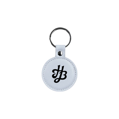 2" Round Gloss White/Black Keychain