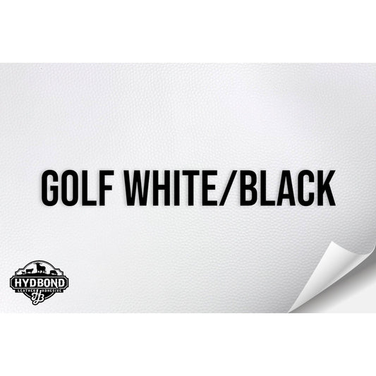 HIGH GLOSS GOLF WHITE/BLACK WITH PRESS & STICK ADHESIVE HYDBOND LEATHERETTE SHEET (12"x24") ULTRAHYD®