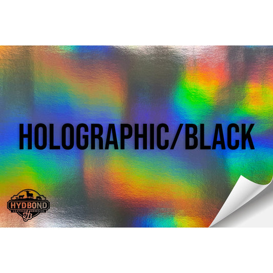 HOLOGRAPHIC/BLACK WITH ADHESIVE HYDBOND LEATHERETTE SHEET (12"x24") ULTRAHYD®
