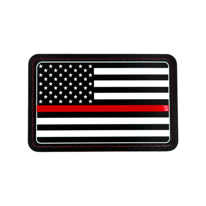 UVSTAK USA FLAG RED LINE WITH ADHESIVE-PRESS READY PATCH-3.5" x 2"