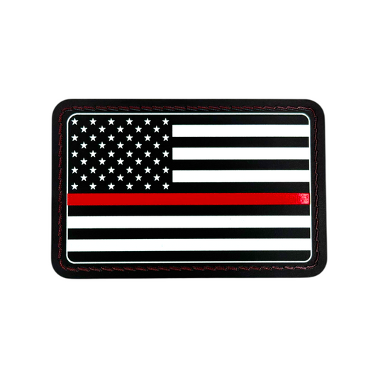 UVSTAK USA FLAG RED LINE WITH ADHESIVE-PRESS READY PATCH-3.5" x 2"