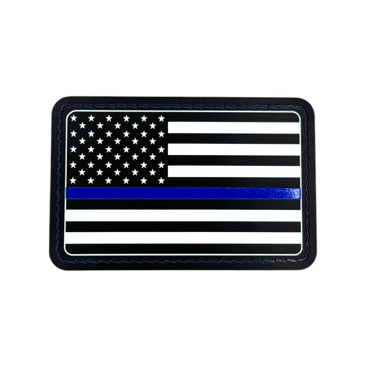 UVSTAK USA FLAG BLUE LINE WITH ADHESIVE-PRESS READY PATCH-3.5" x 2"