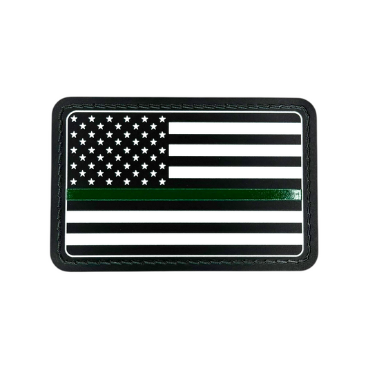 UVSTAK USA FLAG GREEN LINE WITH ADHESIVE-PRESS READY PATCH-3.5" x 2"
