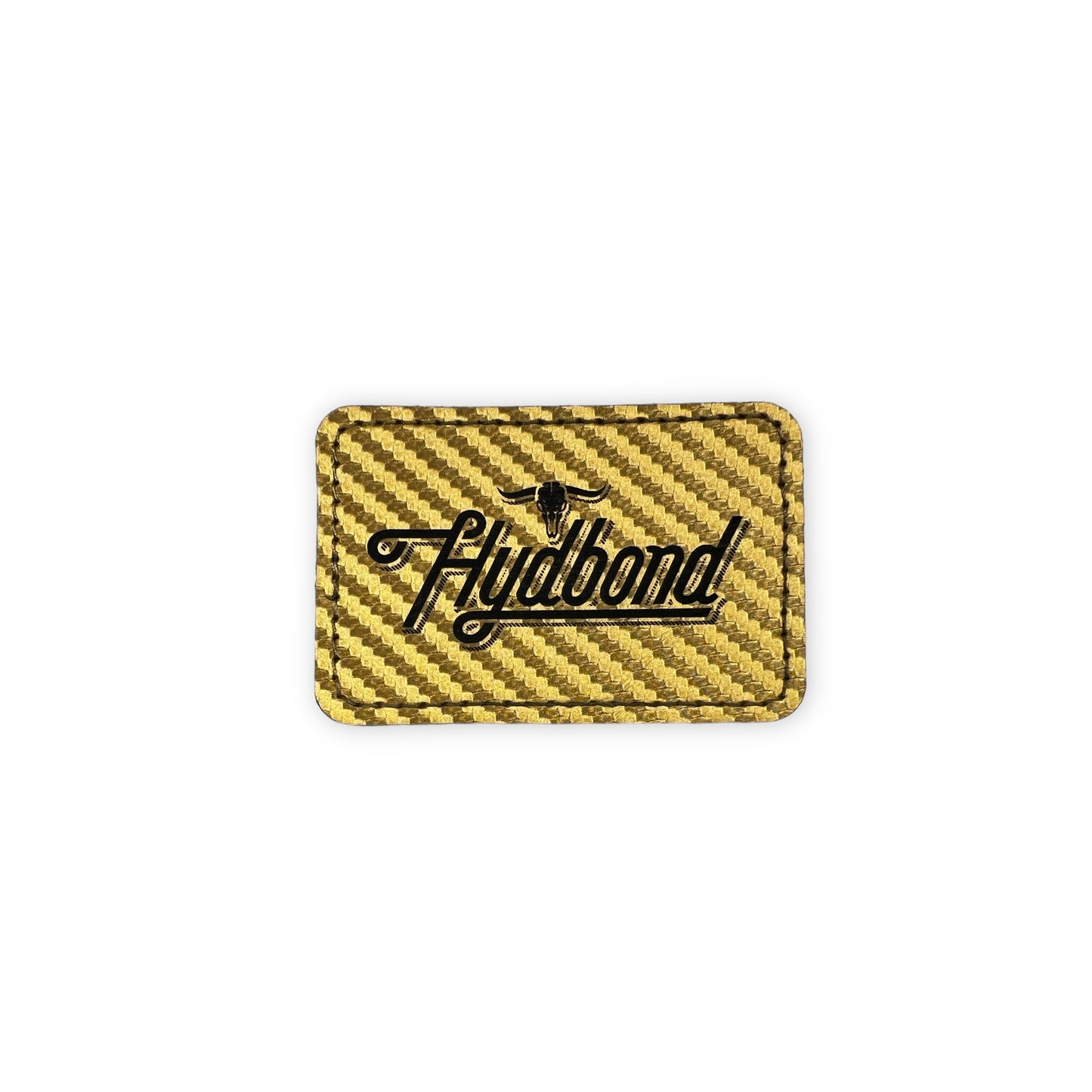 Carbon Fiber Gold Leatherette Stitched Patch Blanks w/ Hydbond Adhesive