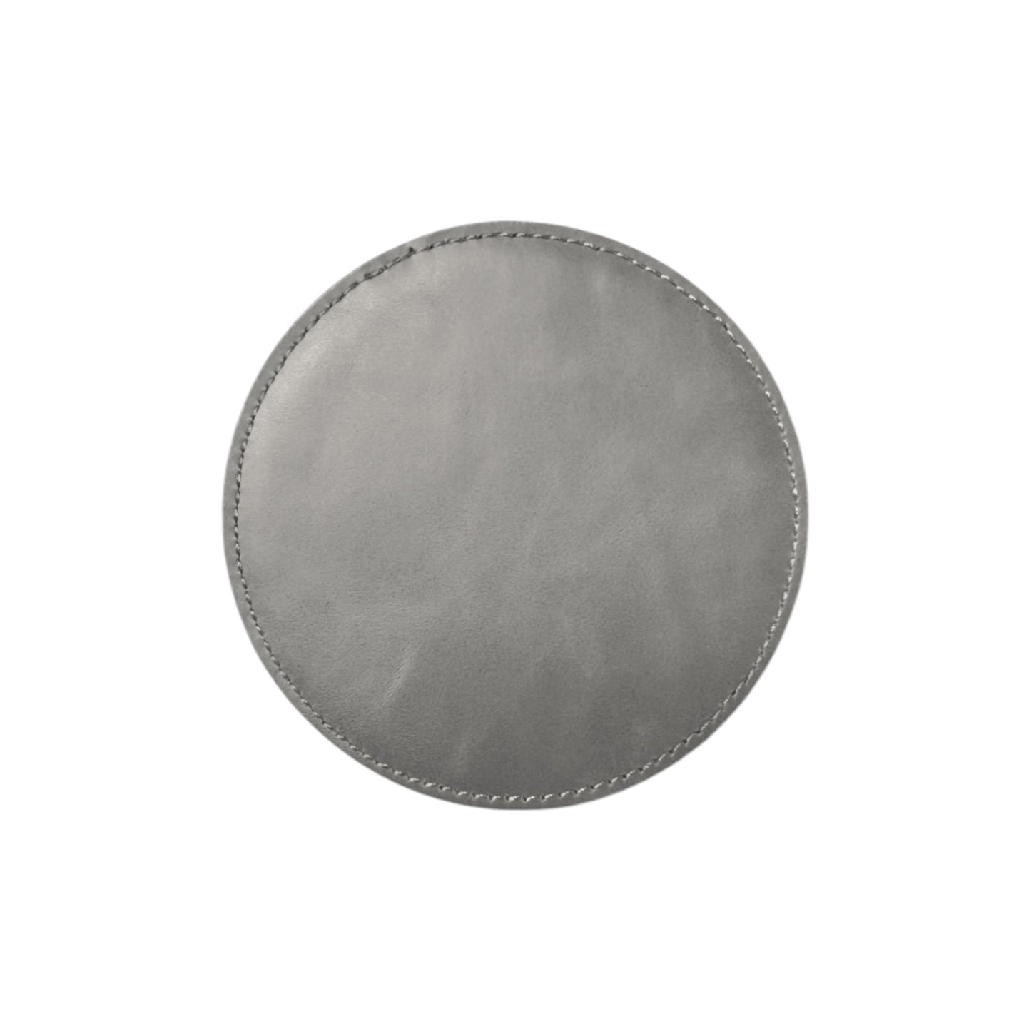 4" Round Ash Gray/Black Hydbond Leatherette Coaster