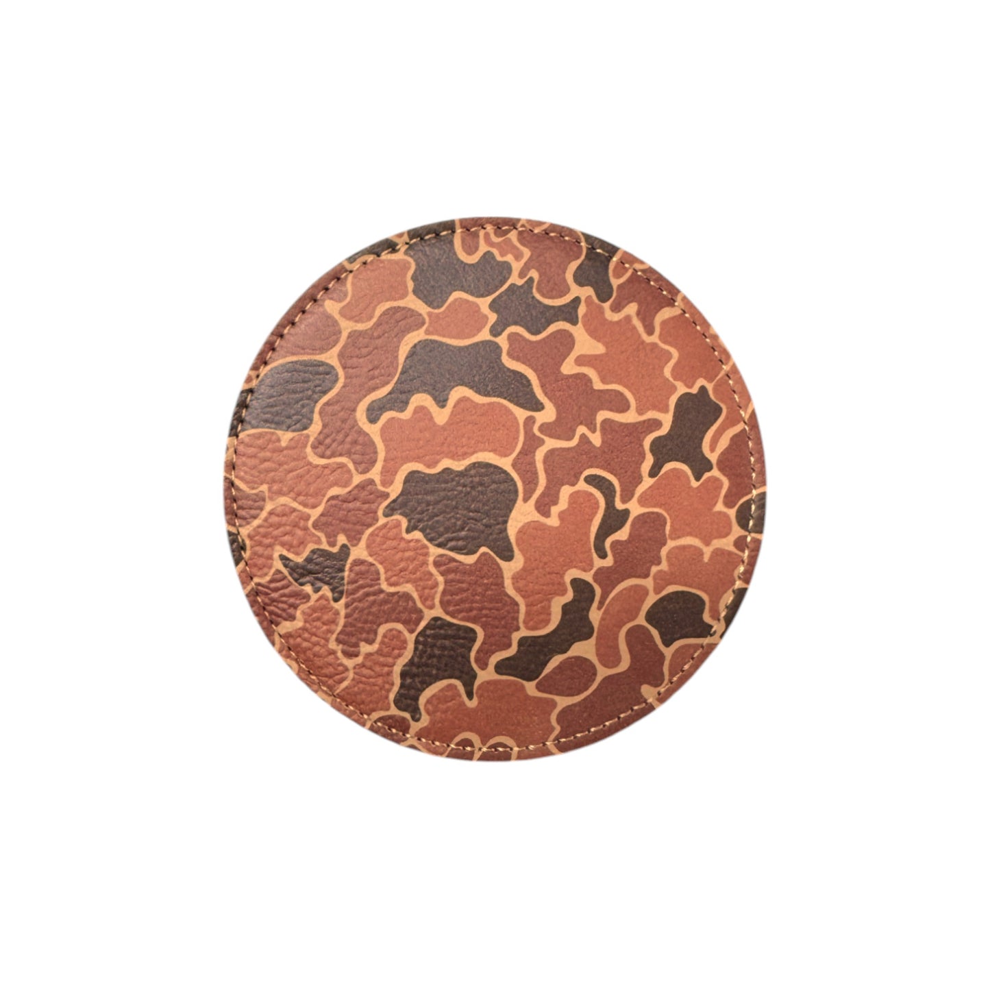 4" Round Duck Camo/Black Hydbond Leatherette Coaster