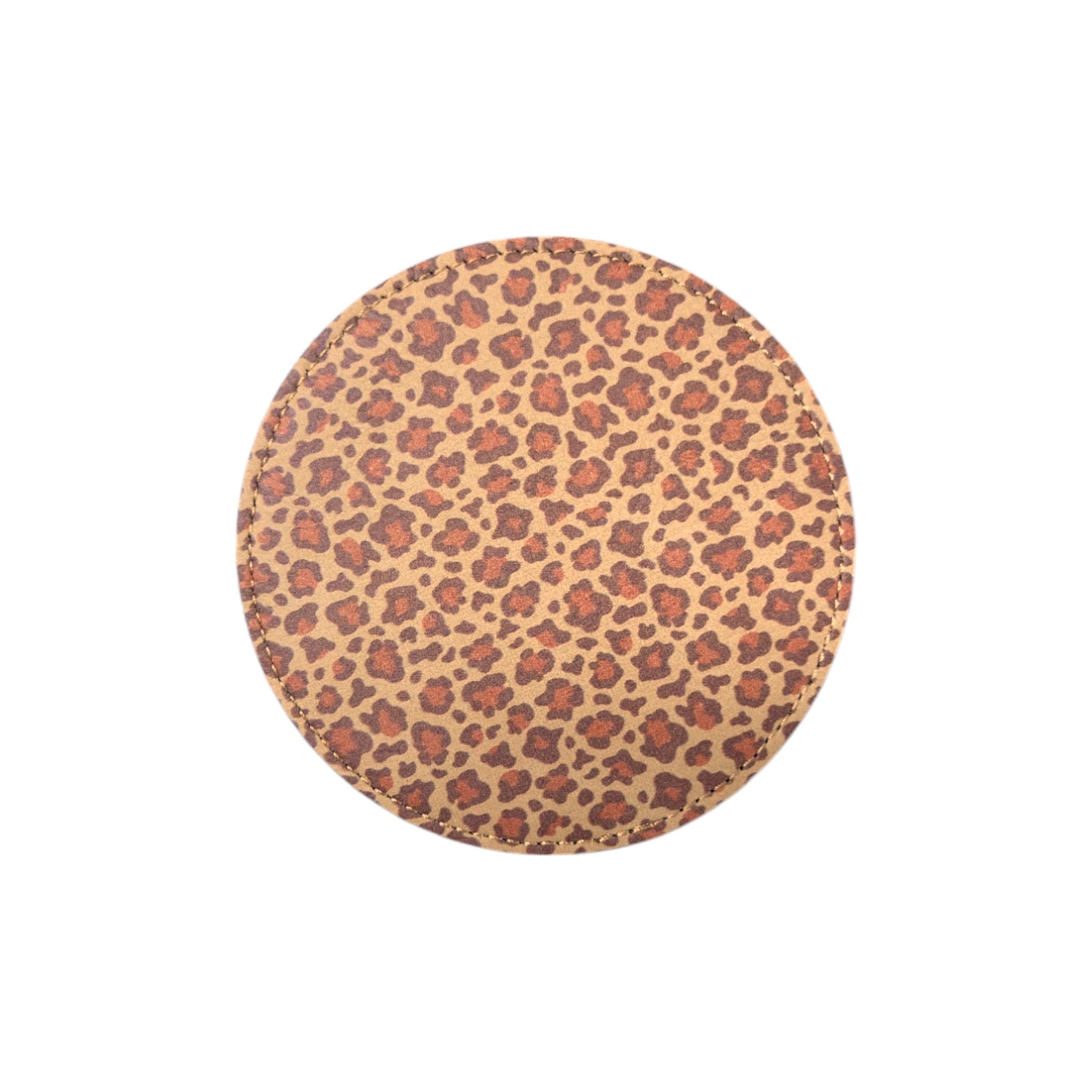 4" Round Cheetah/Black Hydbond Leatherette Coaster