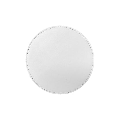 4" Round Gloss White/Black Hydbond Leatherette Coaster