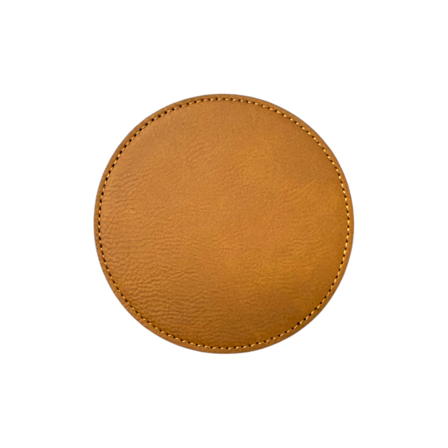 4" Round Rawhide/Black Hydbond Leatherette Coaster