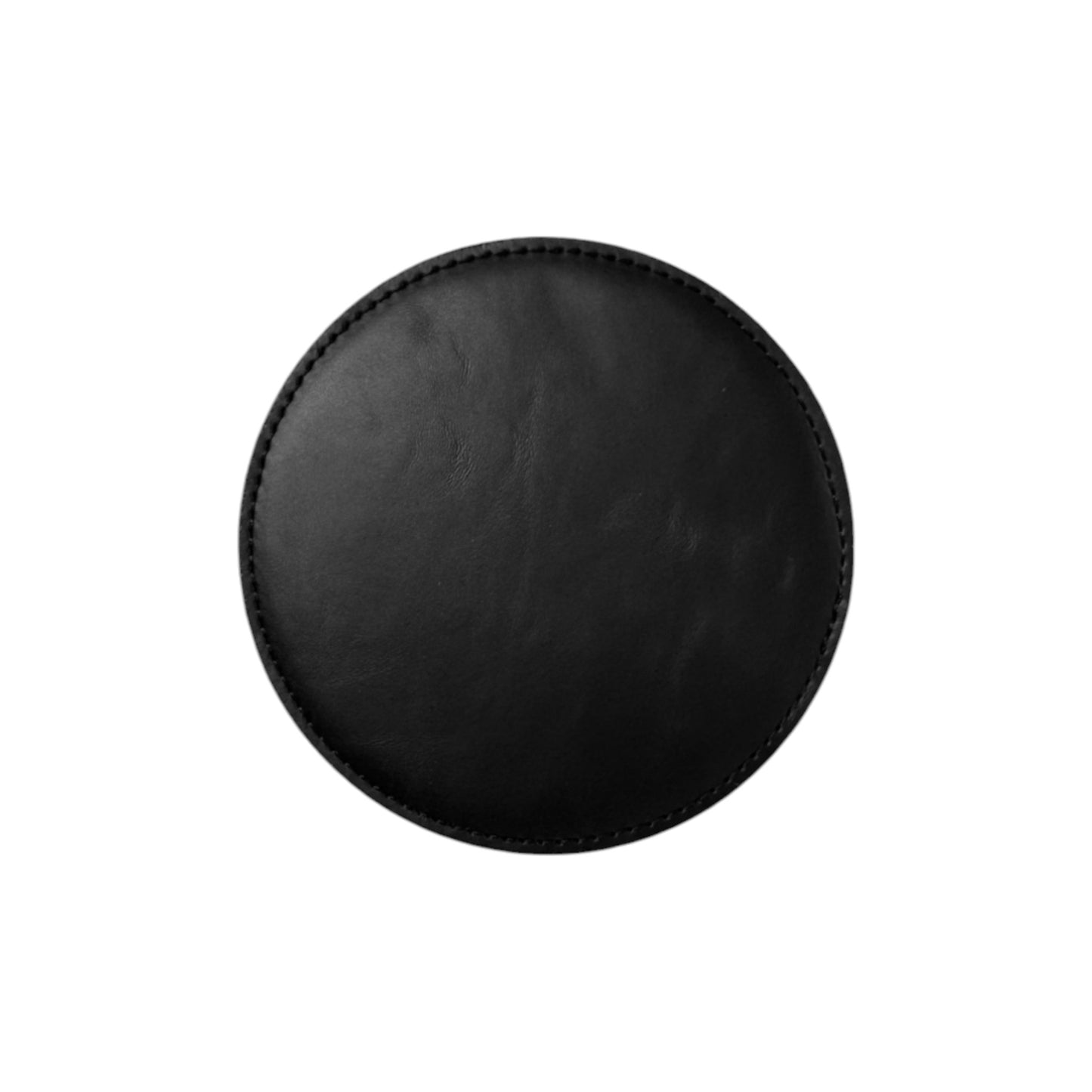 4" Round Onyx/Black Hydbond Leatherette Coaster