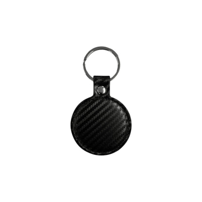 2" Round Carbon Fiber/Silver Keychain