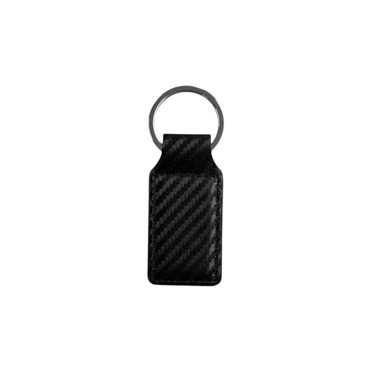 2" Rectangle Carbon Fiber/Silver Keychain