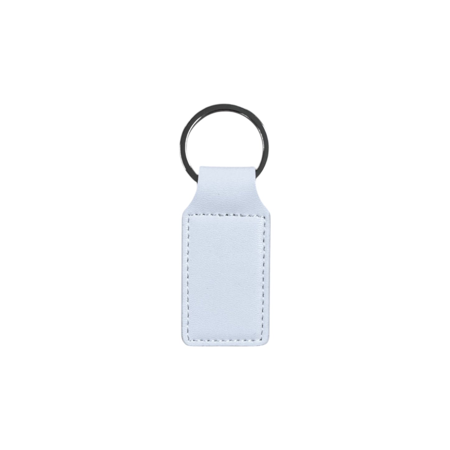 2" Rectangle Gloss White/Black Keychain