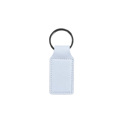 2" Rectangle Gloss White/Black Keychain