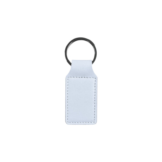 2" Rectangle Gloss White/Black Keychain