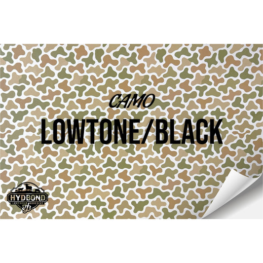 LOWTONE CAMO/BLACK WITH ADHESIVE HYDBOND LEATHERETTE SHEET (12"x24") ULTRAHYD®