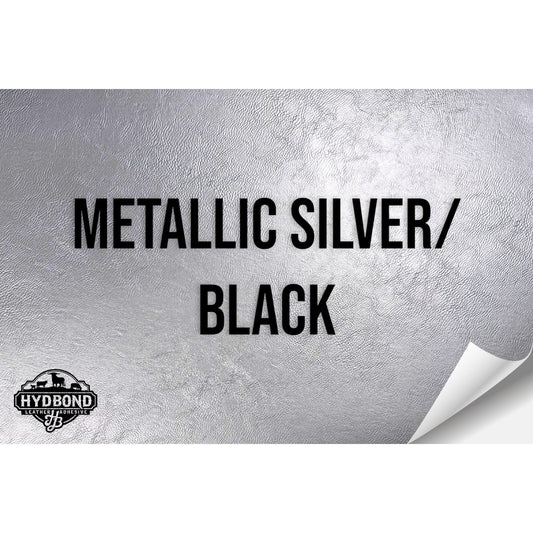 METALLIC SILVER/BLACK HYDBOND VELCRO®-BACKED LEATHERETTE SHEET (12"x24") ULTRAHYD®