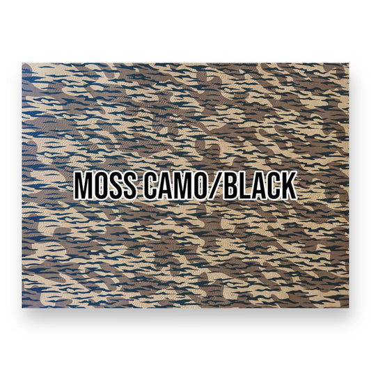 NO ADHESIVE MOSS CAMO/BLACK LEATHERETTE SHEET (12"x24")