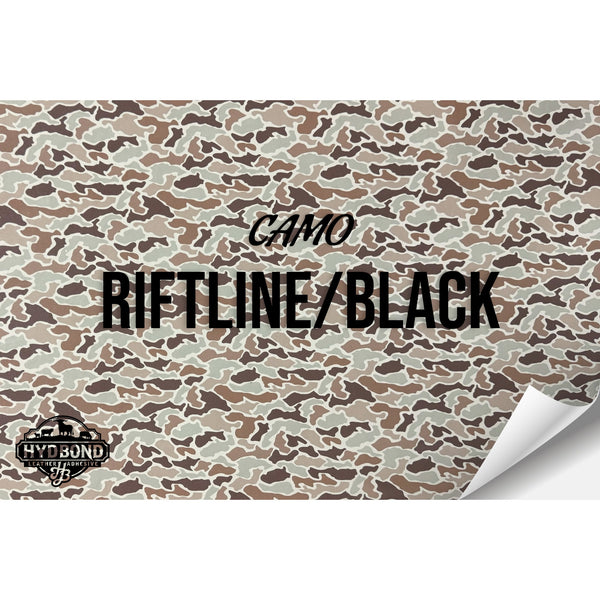 RIFTLINE CAMO/BLACK WITH ADHESIVE HYDBOND LEATHERETTE SHEET (12"x24") ULTRAHYD®