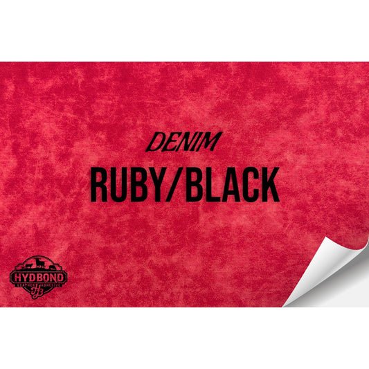 RUBY DENIM/BLACK WITH PRESS & STICK ADHESIVE HYDBOND LEATHERETTE SHEET (12"x24") ULTRAHYD®
