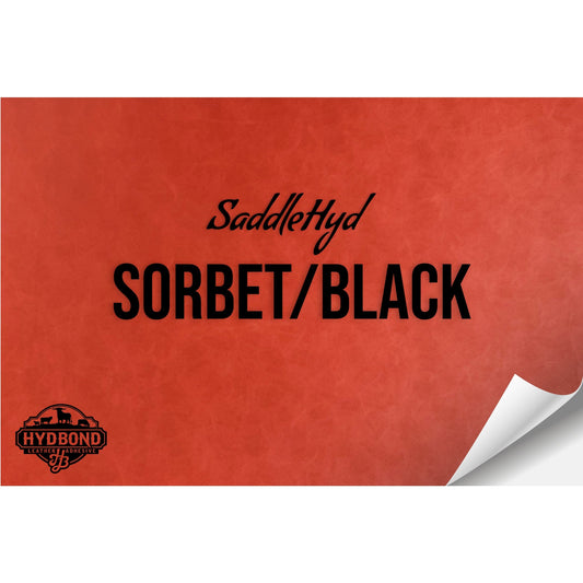 SADDLEHYD SORBET/BLACK WITH PRESS & STICK ADHESIVE HYDBOND LEATHERETTE SHEET (12"x24") ULTRAHYD®