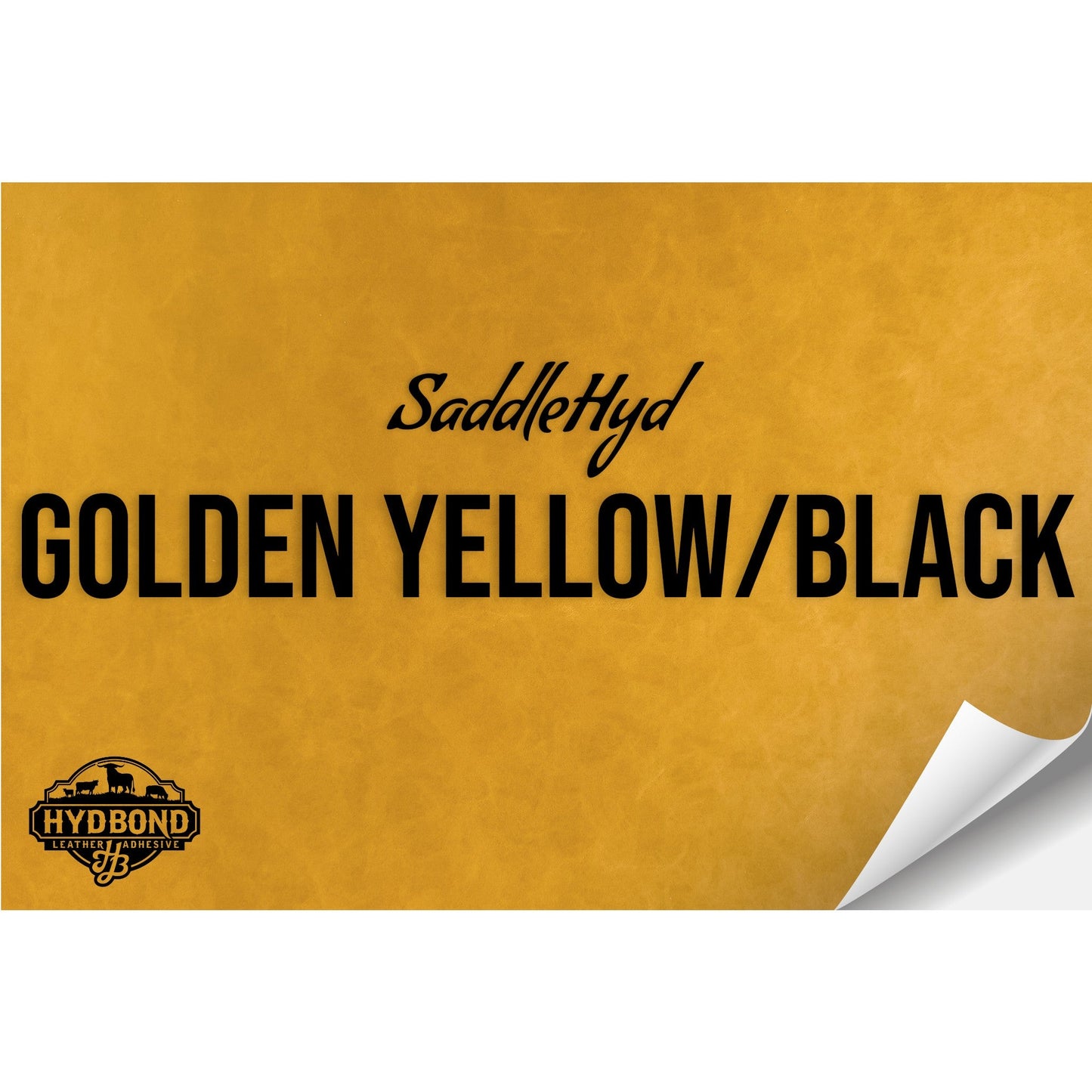 SADDLEHYD GOLDEN YELLOW/BLACK WITH PRESS & STICK ADHESIVE HYDBOND LEATHERETTE SHEET (12"x24") ULTRAHYD®